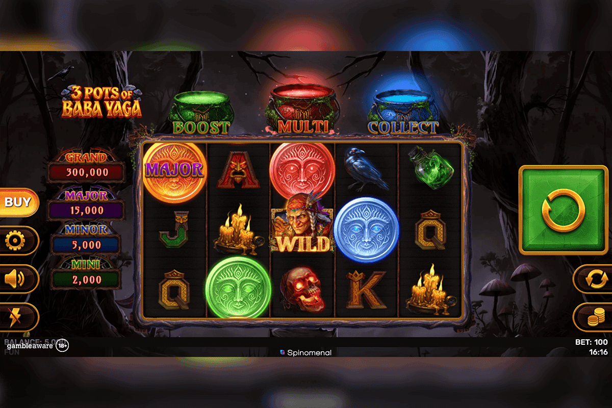 Imagen representativa del slot 3 Pots of Baba Yaga con símbolos y calderos mágicos