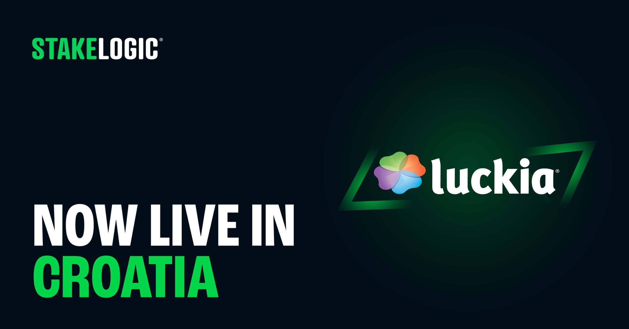Logotipo de Stakelogic junto a una imagen digital de un casino en línea.