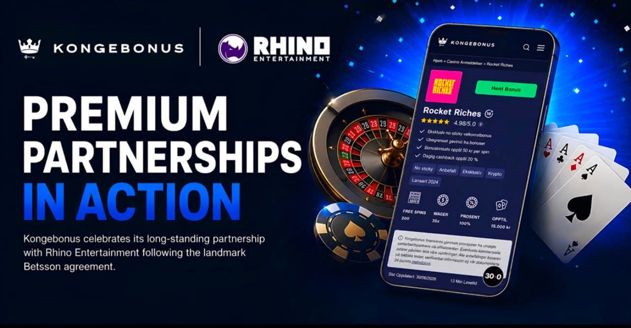 Kongebonus destaca alianza con Rhino tras acuerdo con Betsson