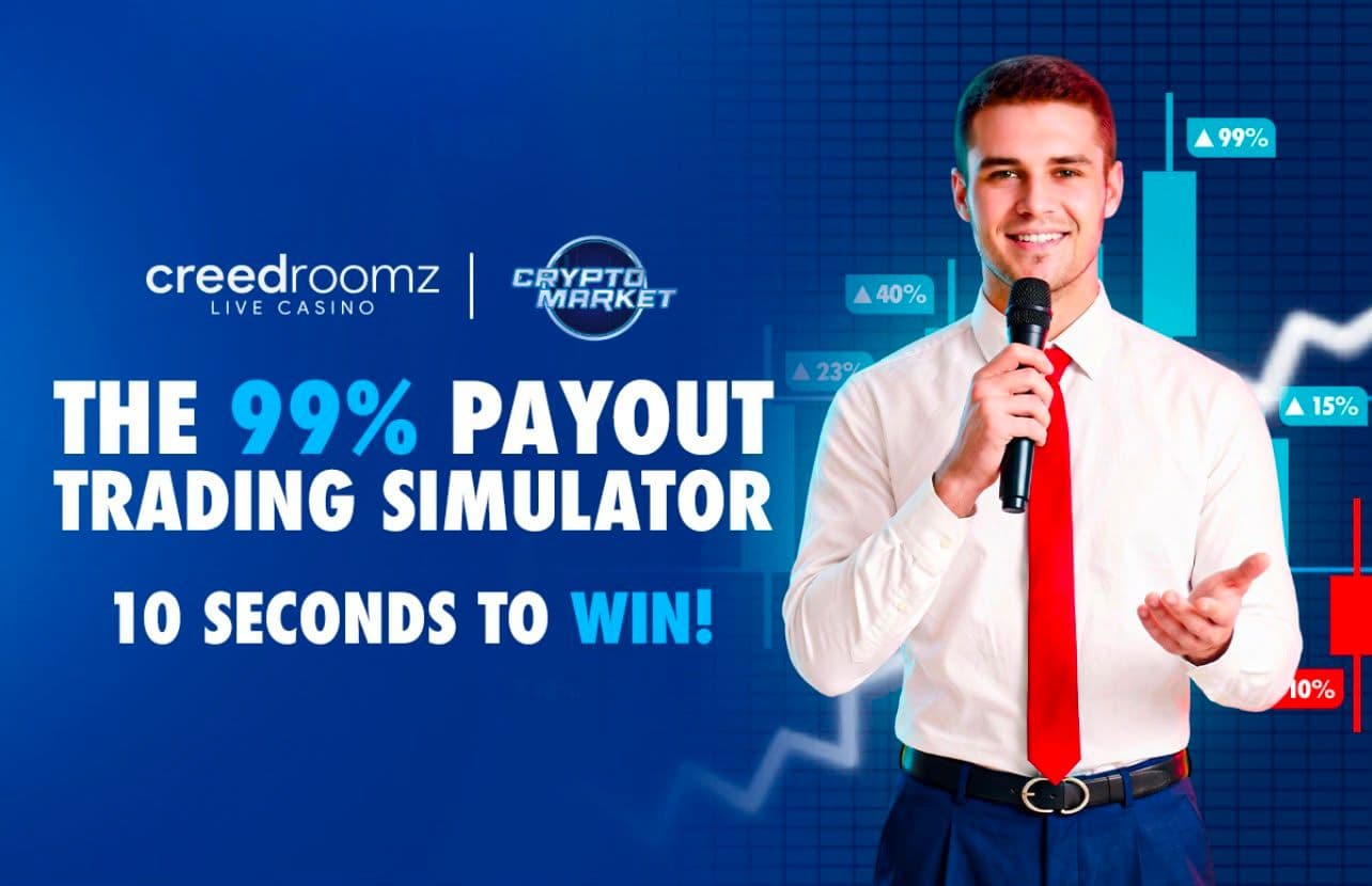 CreedRoomz live dealer simulation interface in a crypto trading environment