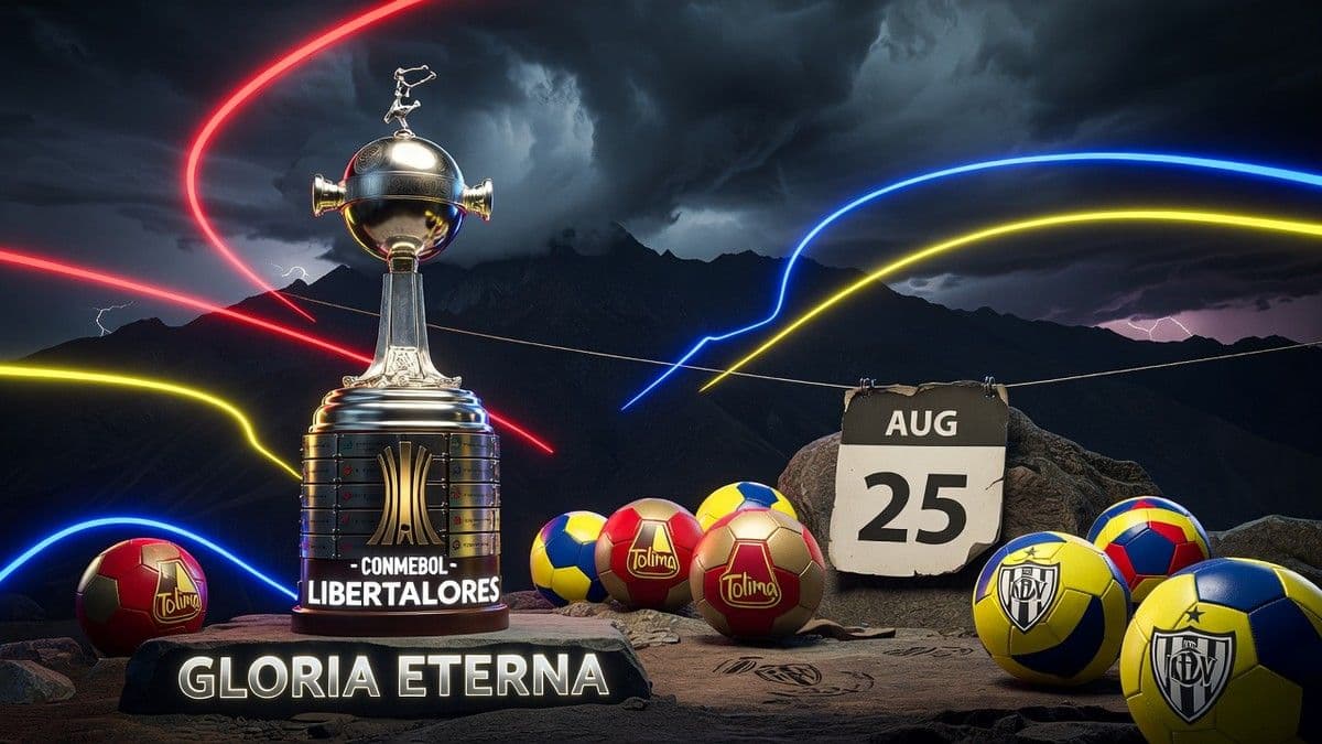 Balón oficial CONMEBOL Libertadores 2026 sobre el césped, estadio iluminado de fondo