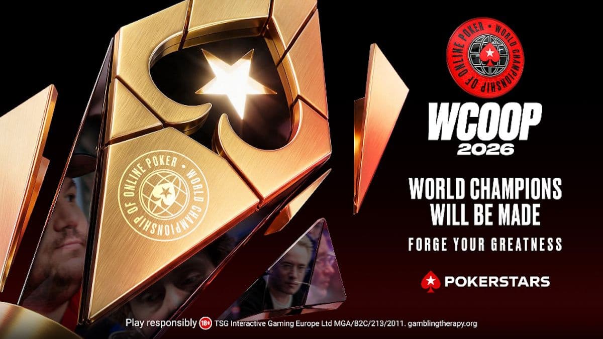 Online poker table interface displaying WCOOP 2026 tournament schedule and buy-in levels on PokerStars