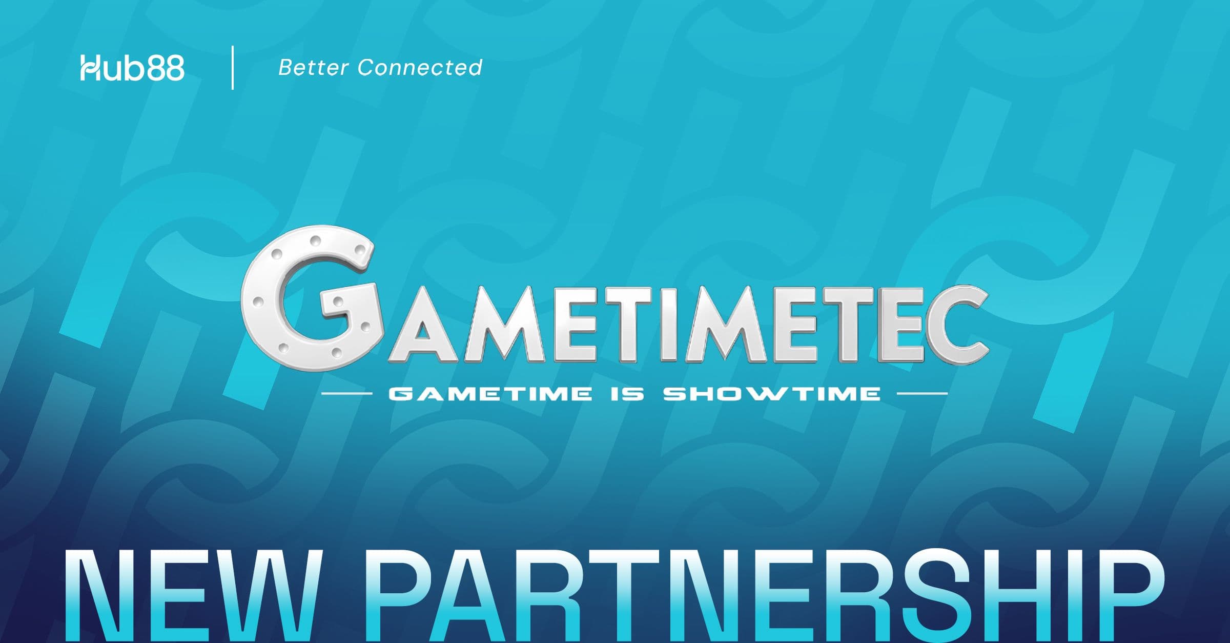 An editorial illustration of an online casino screen featuring the Hub88 logo and cinematic slot symbols from Gametimetec