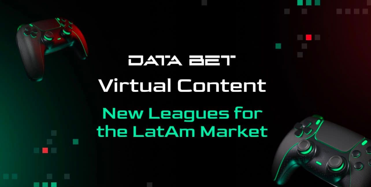 A digital-rendered virtual football match interface showing team lineups and live betting odds, themed for Latin America.