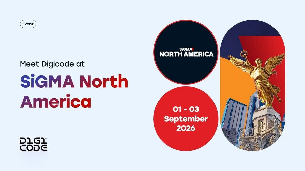 Stand de exhibición de Digicode con la marca Diger Suite en un importante evento de iGaming en la Ciudad de México, 2026.