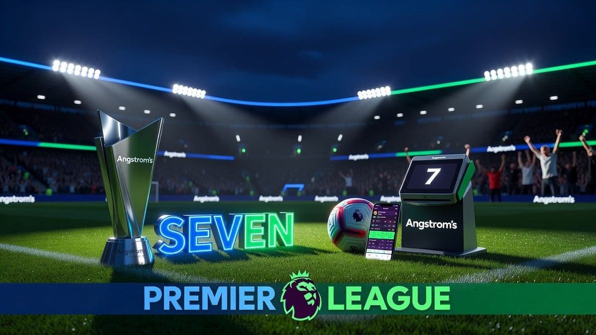 Ilustración de la aplicación Seven junto a un balón, gráficos de apuestas y logotipos de Entain y Ladbrokes