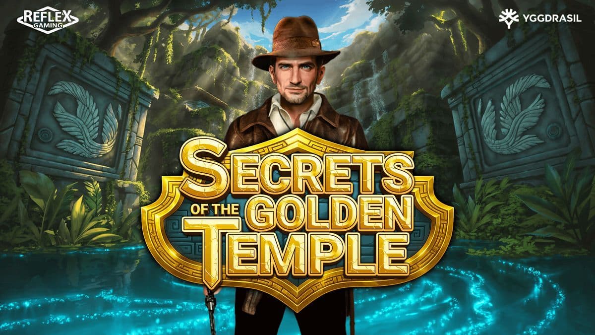 Game screen of Reflex Gaming's Secrets of the Golden Temple online slot showing reels with Coin Collector and Free Spins features.