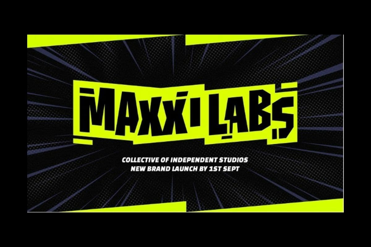 Seis logotipos de estudios de iGaming bajo la marca Maxxi Labs con un tema de integración digital unificada
