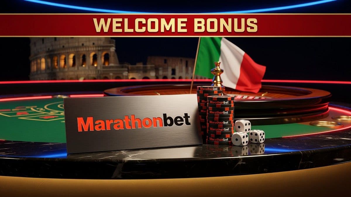 A secure online casino interface displaying a welcome bonus offer, Italian ADM licence badge, and a game lobby with slots and live tables