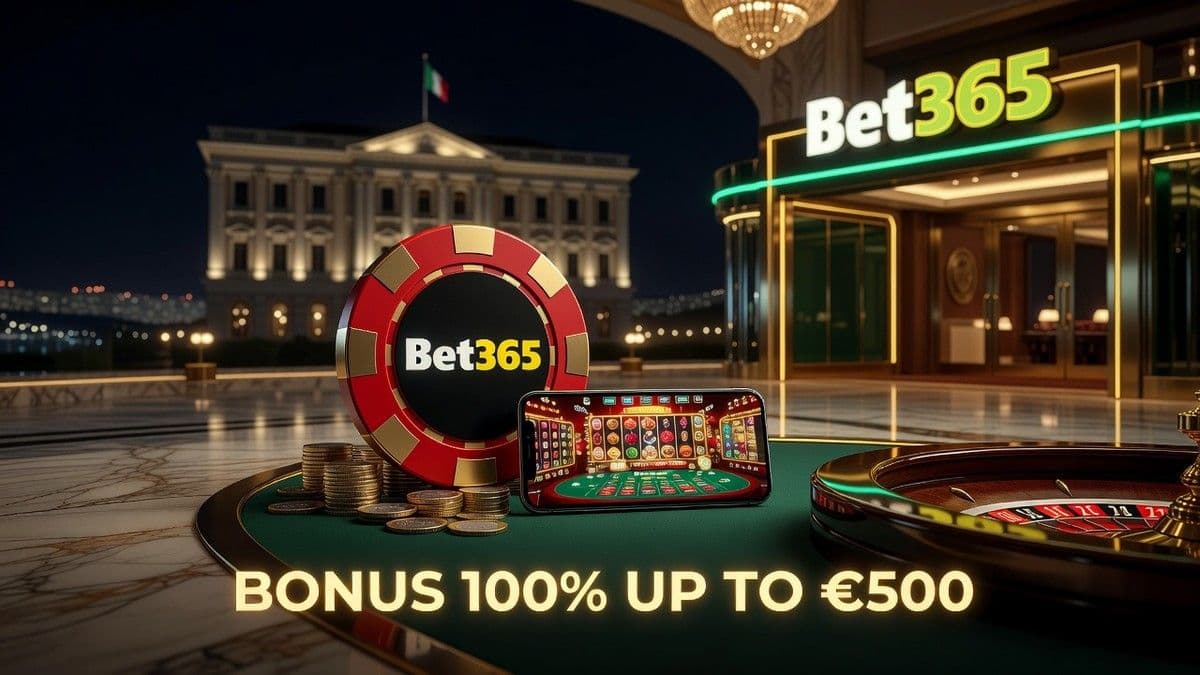 Sitio web de Bet365 casino con interfaz móvil y tabla de payout mensual ADM visible en pantalla