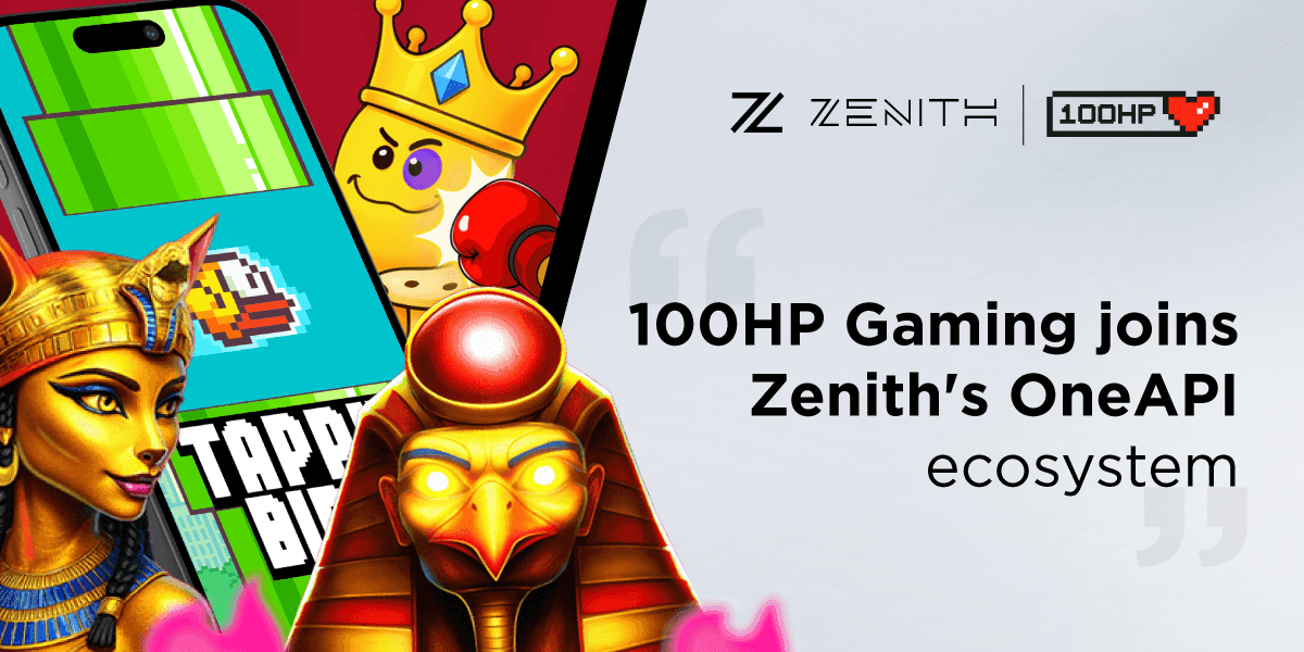 Pantalla de plataforma de agregación OneAPI mostrando títulos crash e instant-win de 100HP Gaming