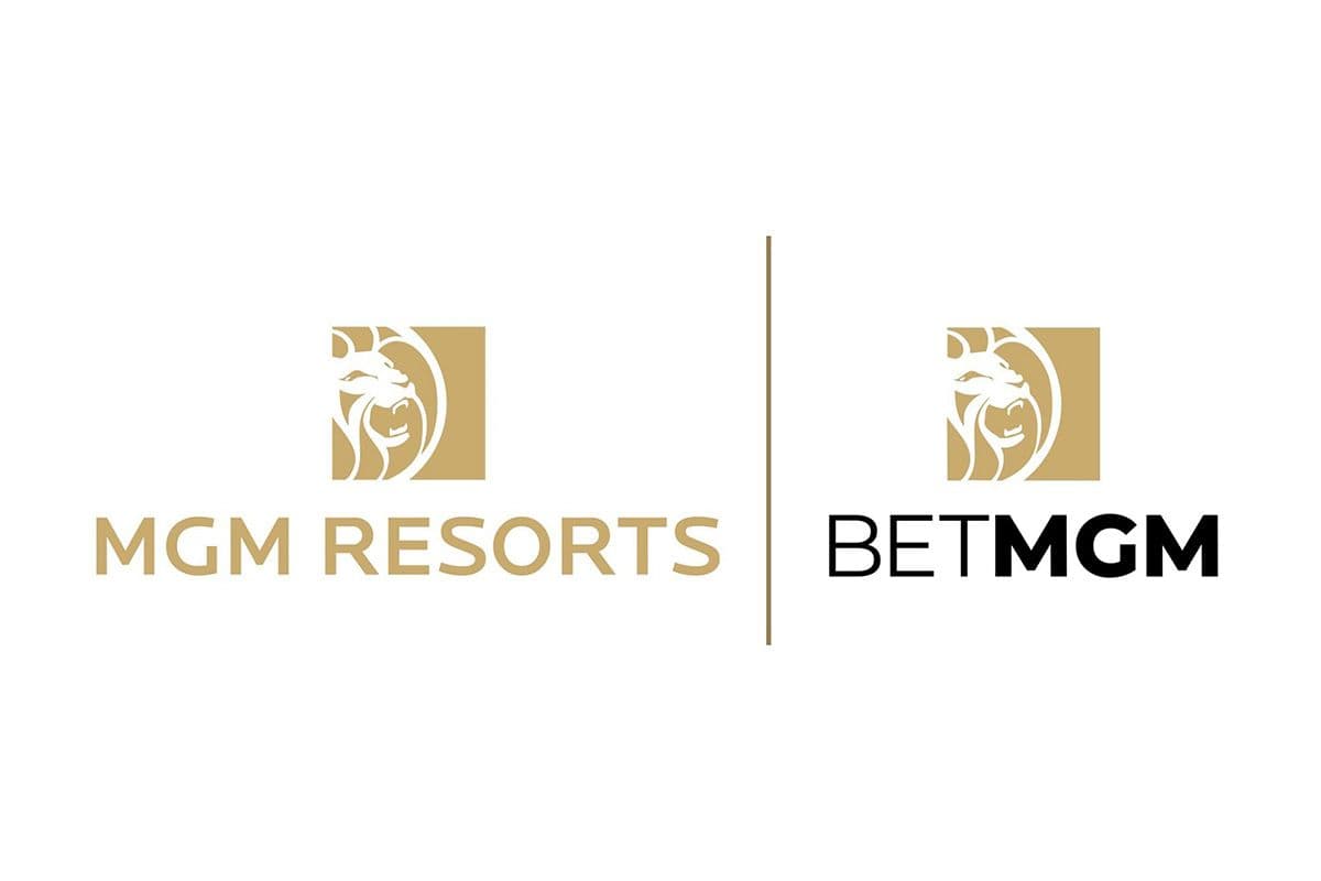 Digital rendering showing MGM Resorts responsible gaming messaging on arena scoreboards and employee training documentation