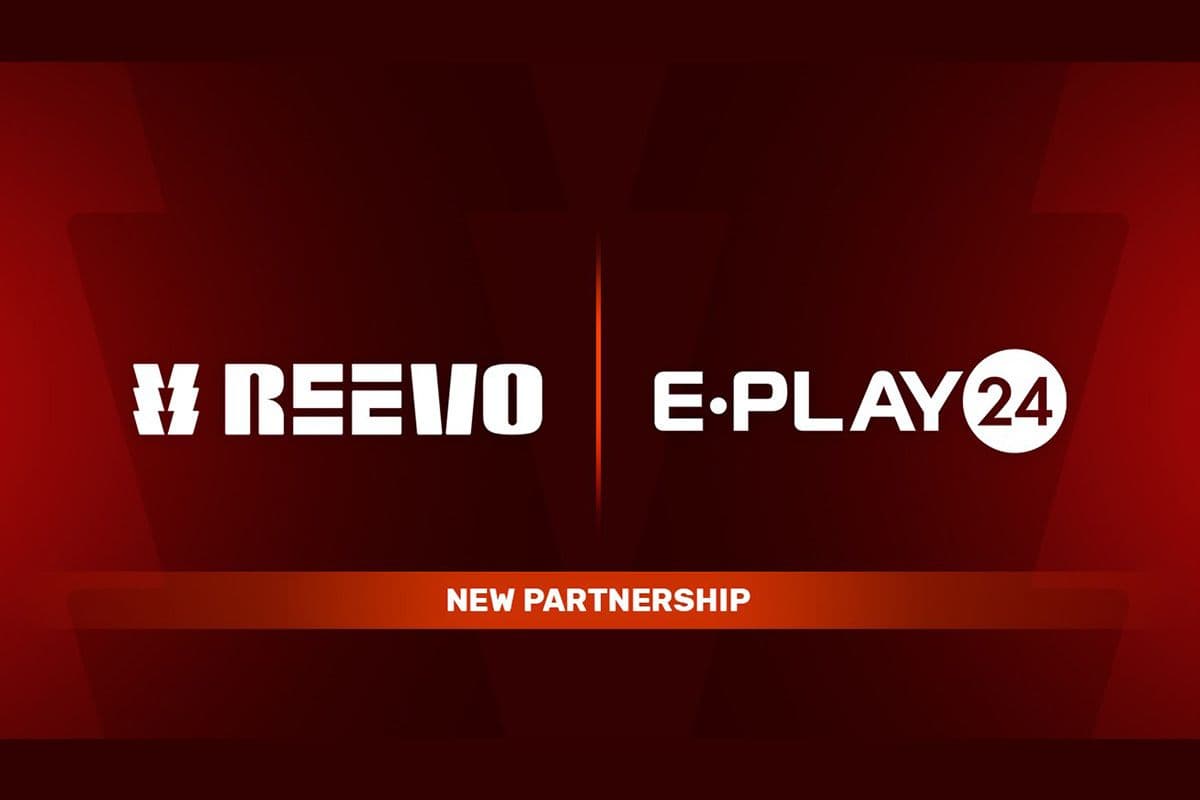 Representación editorial de una alianza de iGaming entre REEVO y E-Play24 con elementos gráficos italianos