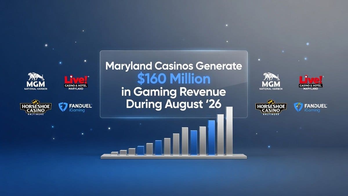 Vista aérea de una sala de casino en Maryland con mesas de juego y tragamonedas durante una jornada de actividad