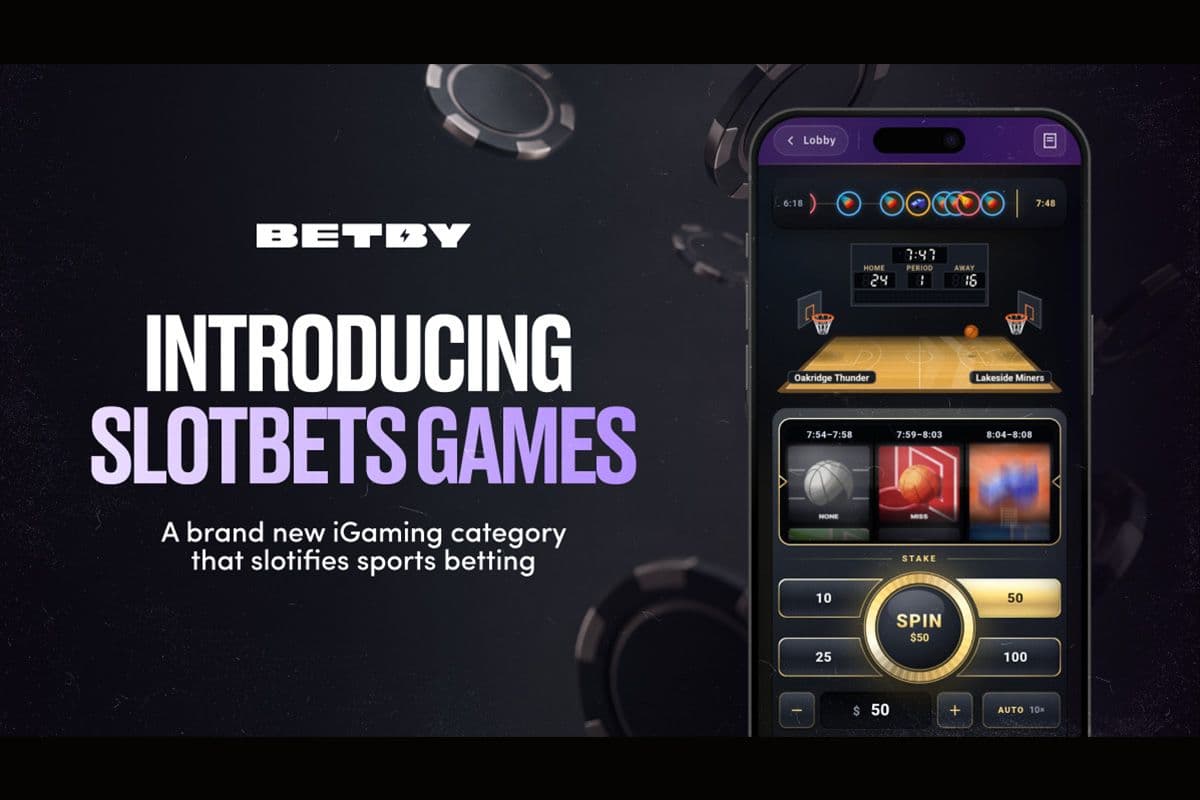 BETBY SlotBets product interface blending live basketball action with slot-style reels and payouts