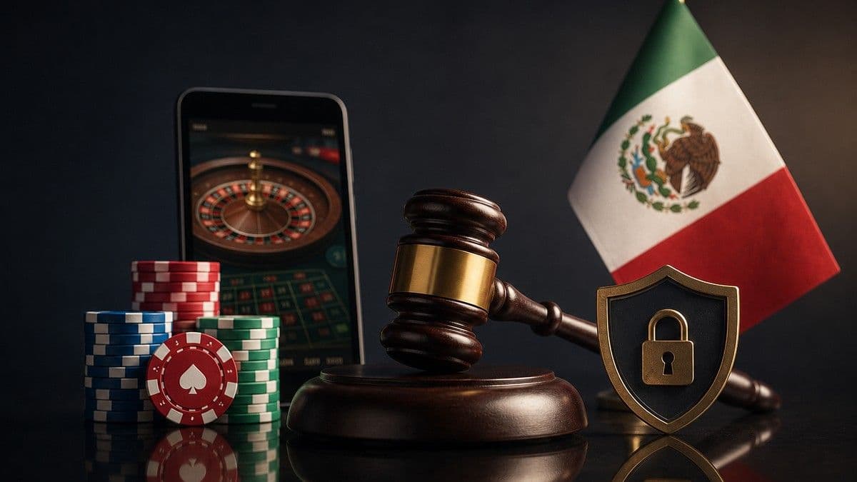Digital illustration showing Mexico's SEGOB casino licence, OXXO Pay barcode, and SPEI bank transfer icons