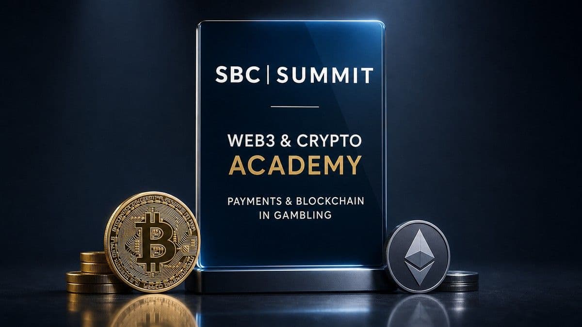 Panel de oradores presentando sobre pagos en criptomonedas y blockchain en la Academia Web3 y Crypto del SBC Summit.