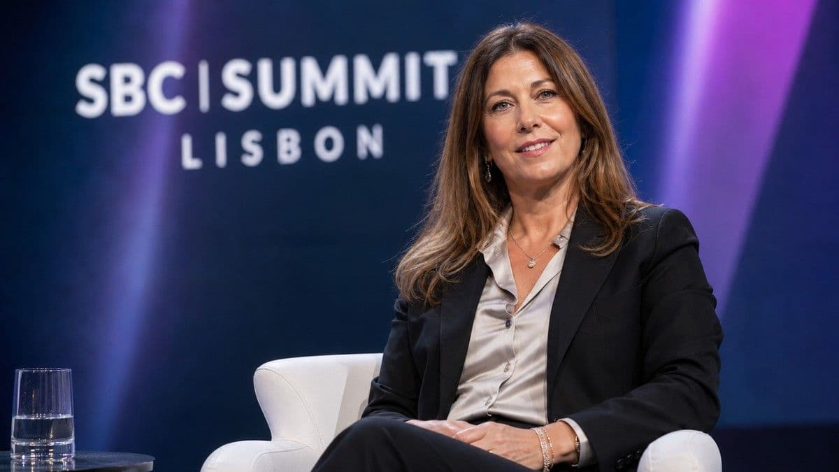 Lisa Corti, BVGroup's Head of Safer Gambling, speaking at SBC Summit 2026 in Lisbon on responsible gaming panel
