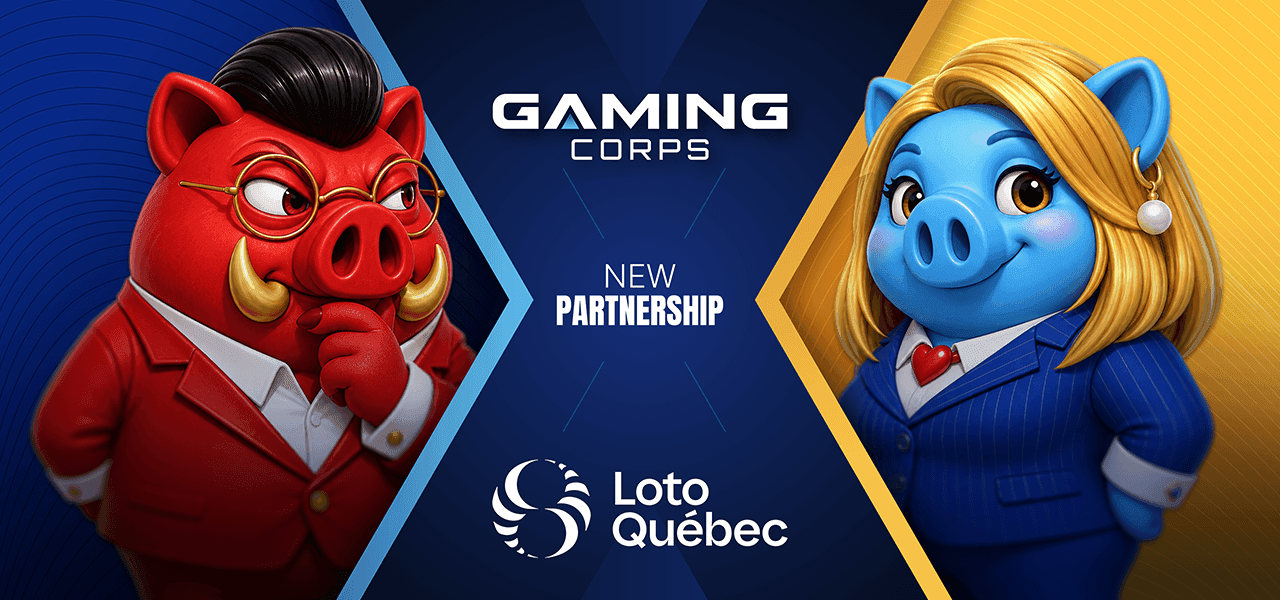 Gaming Corps and Loto-Québec logos connected, symbolising a digital content partnership for the Québec online casino market