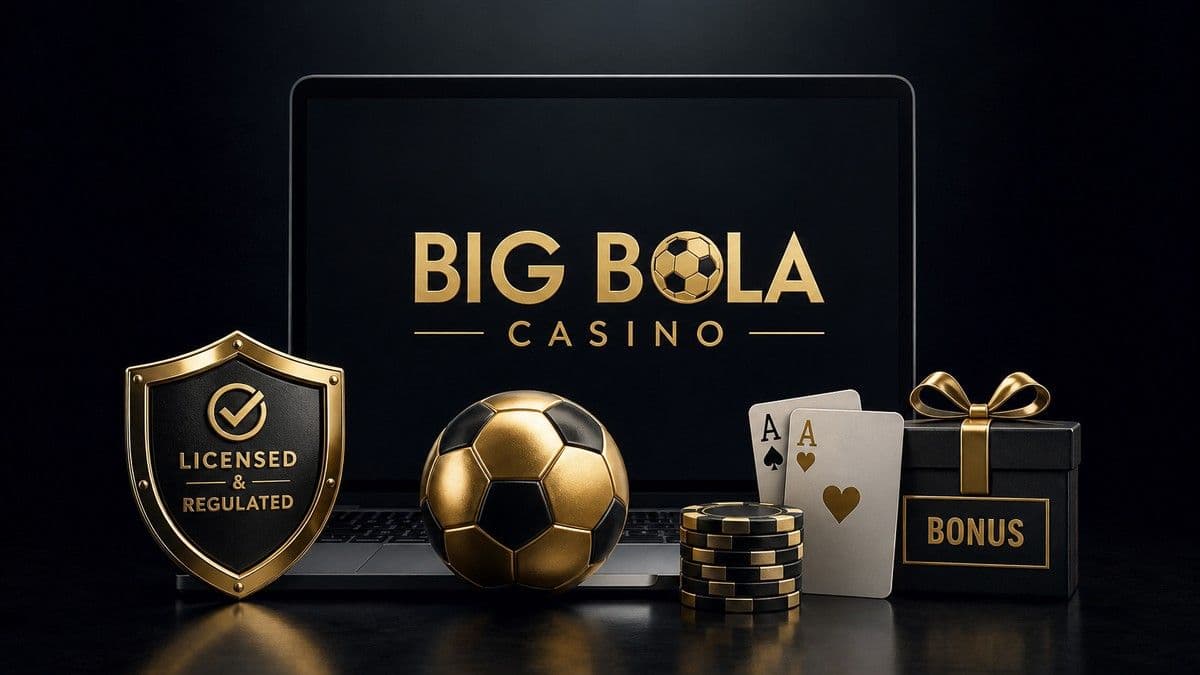 Big Bola Online Casino interface showing SEGOB licensing and a 300 percent bonus notification