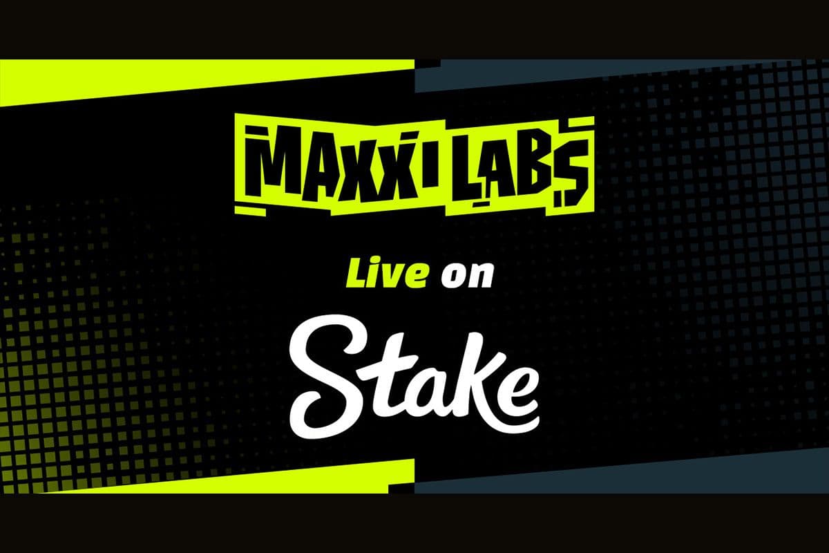 Vestíbulo del casino en línea Stake con pantallas de juegos exclusivos de Maxxi Labs y material promocional