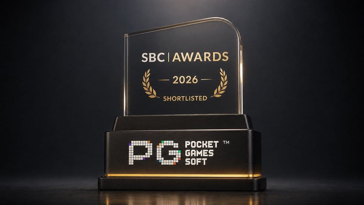 PG SOFT logo displayed alongside a Casino / Slots Developer of the Year trophy at SBC Awards 2026
