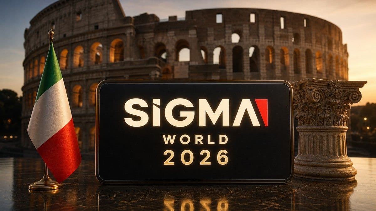 Fiera Roma en Roma preparada para una conferencia de iGaming a gran escala con banners del evento y delegados.