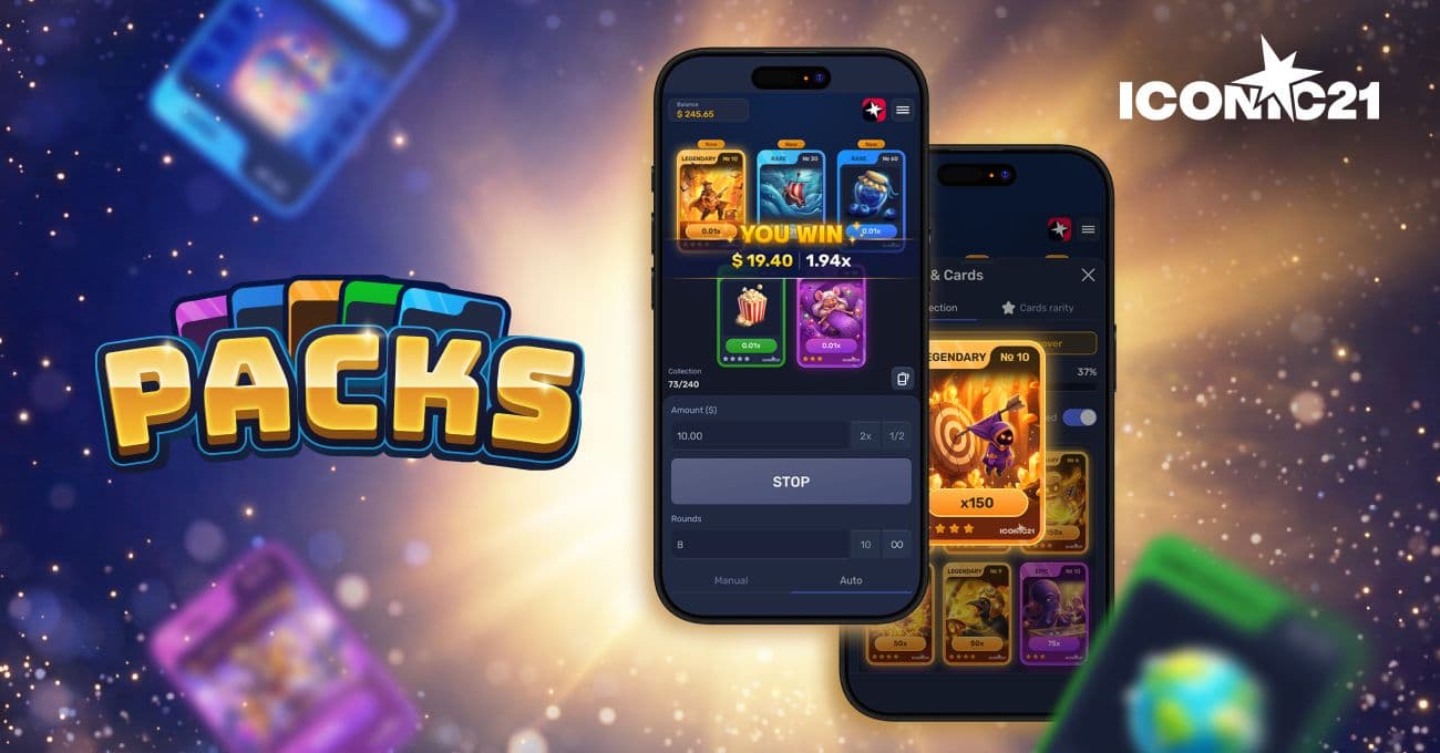 ICONIC21 lanza Packs: juego instantáneo de casino inspirado en sobres de cartas coleccionables