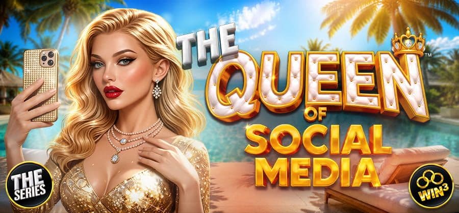 Portada de THE QUEEN OF SOCIAL MEDIA™ de Betsoft mostrando carretes, símbolos y mecánicas de juego innovadoras