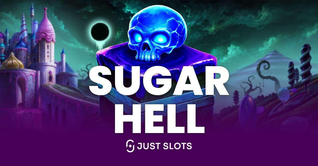 Sugar Hell slot promotional image with horror and candy themes highlighting 5x4 reels and Super Wild feature