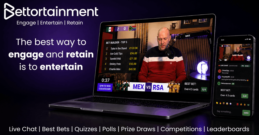 Editorial interface of the Bettortainment Hub with gamification tools and live chat during a match