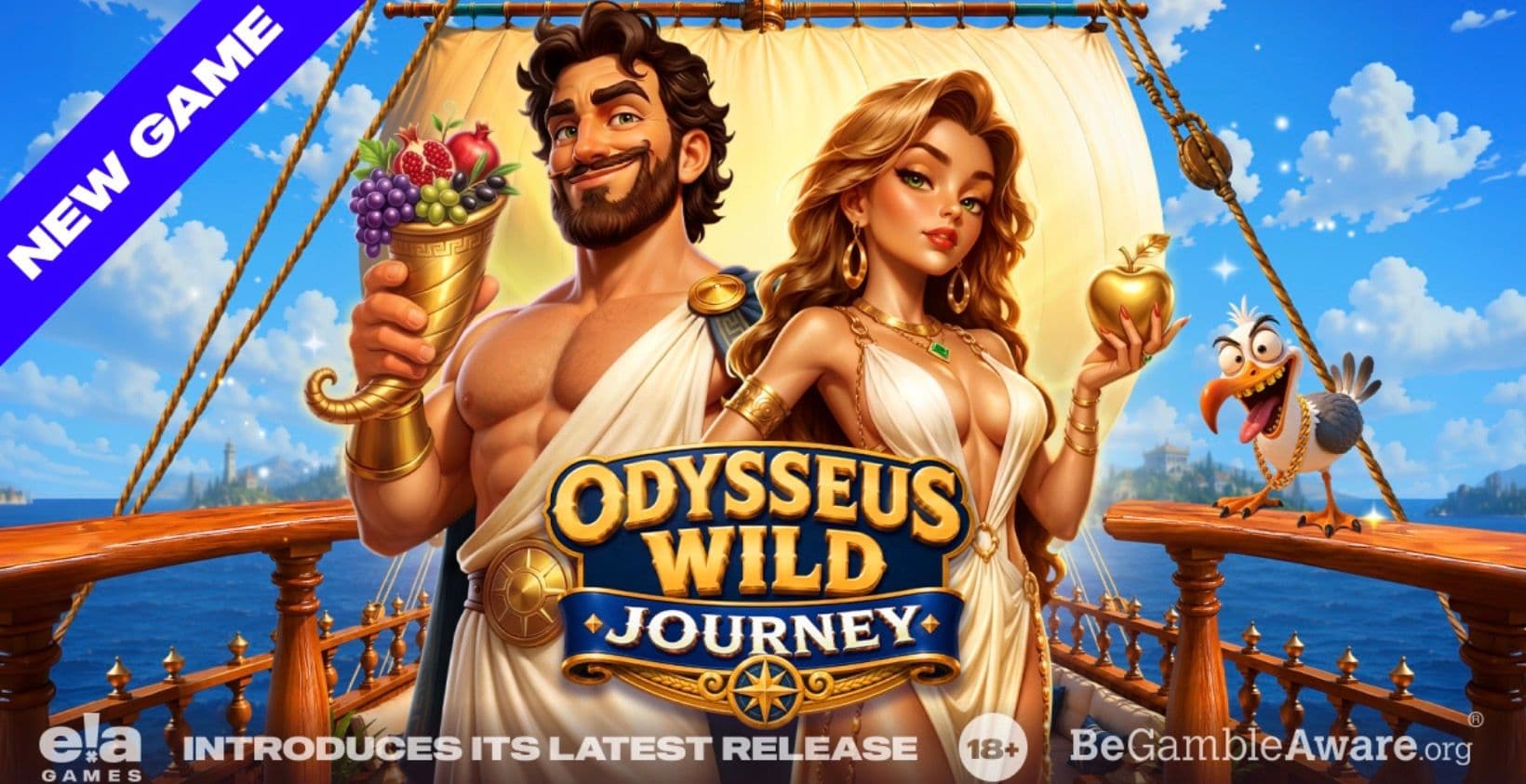 Pantalla de la slot Odysseus Wild Journey, mostrando símbolos inspirados en mitología griega y un crucero de lujo como fondo