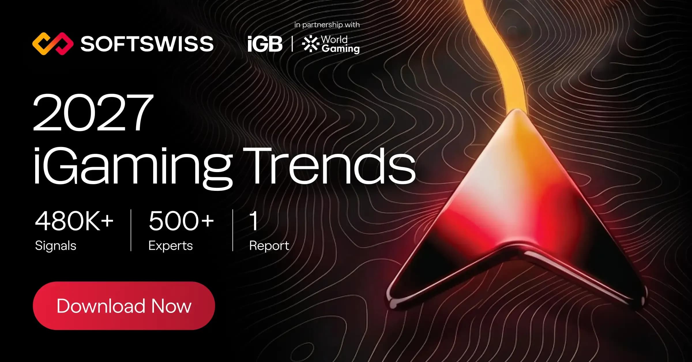 Cover of the 2027 iGaming Trends report by SOFTSWISS and WorldGaming featuring global digital industry icons
