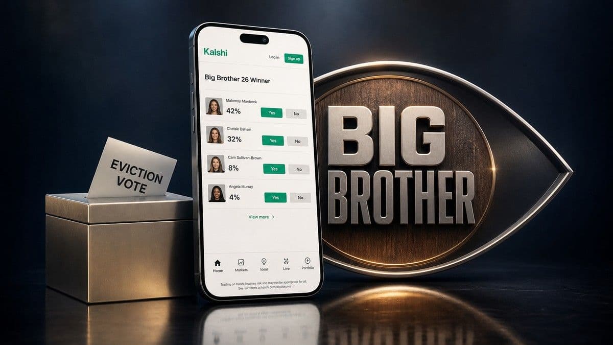 Pantalla mostrando las cuotas de Kalshi para Big Brother 28 con cambios bruscos tras un voto decisivo