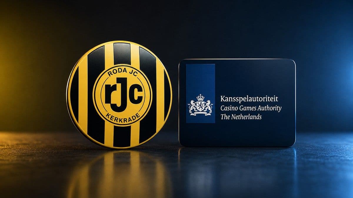 Roda JC players wearing ‘min-rugnummers’ shirts at a stadium to highlight youth sports betting concerns