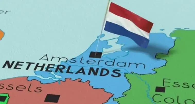 Netherlands Gambling Authority office documents and a warning sign about fraudulent lottery websites