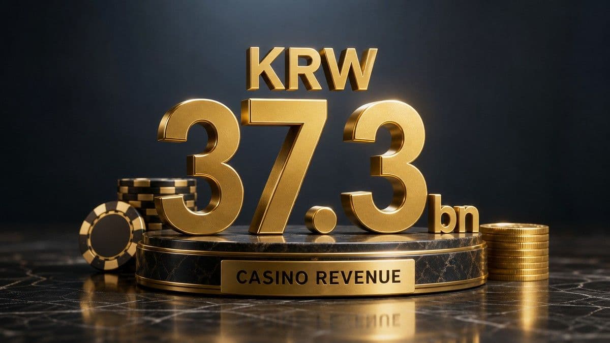 Graphs showing Grand Korea Leisure monthly revenue and table vs machine splits for September 2026 in a corporate report layout