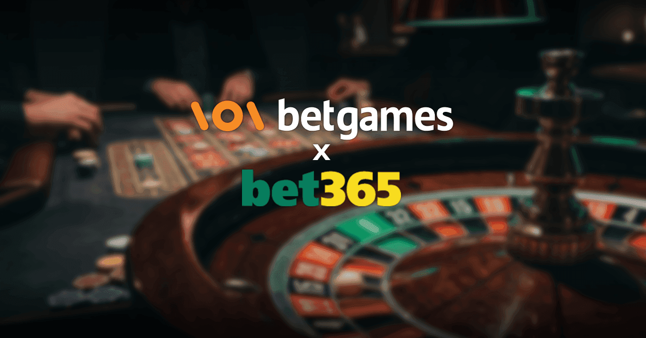 Logotipos de BetGames y bet365 junto a una mesa de ruleta en vivo que simboliza la integración de títulos en el Reino Unido