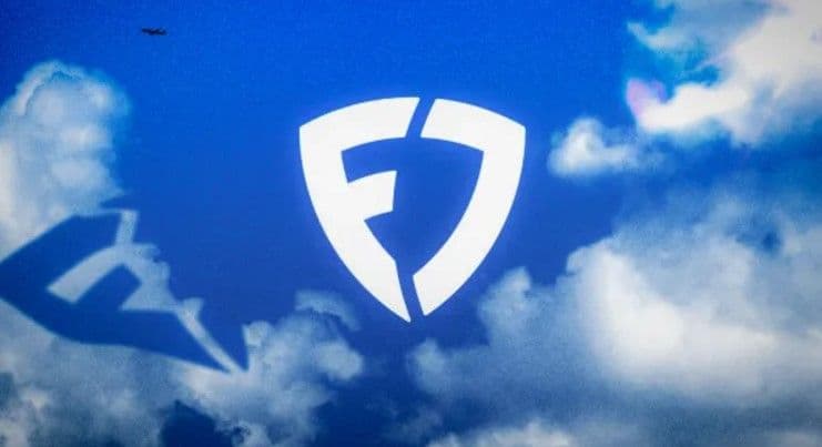 FanDuel logo on a mobile betting app screen with a financial overlay showing a fifty‑cent surcharge and Illinois map