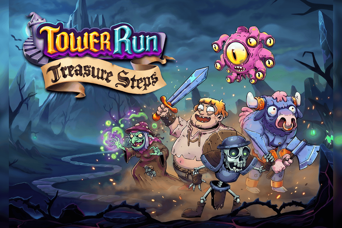 Play'n GO promotional art for Tower Run Treasure Steps showing knight Bob, a 5x5 grid and treasure chests