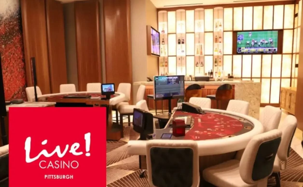 Exterior of Live! Casino Pittsburgh with signage, capturing a regional casino property in Westmoreland County