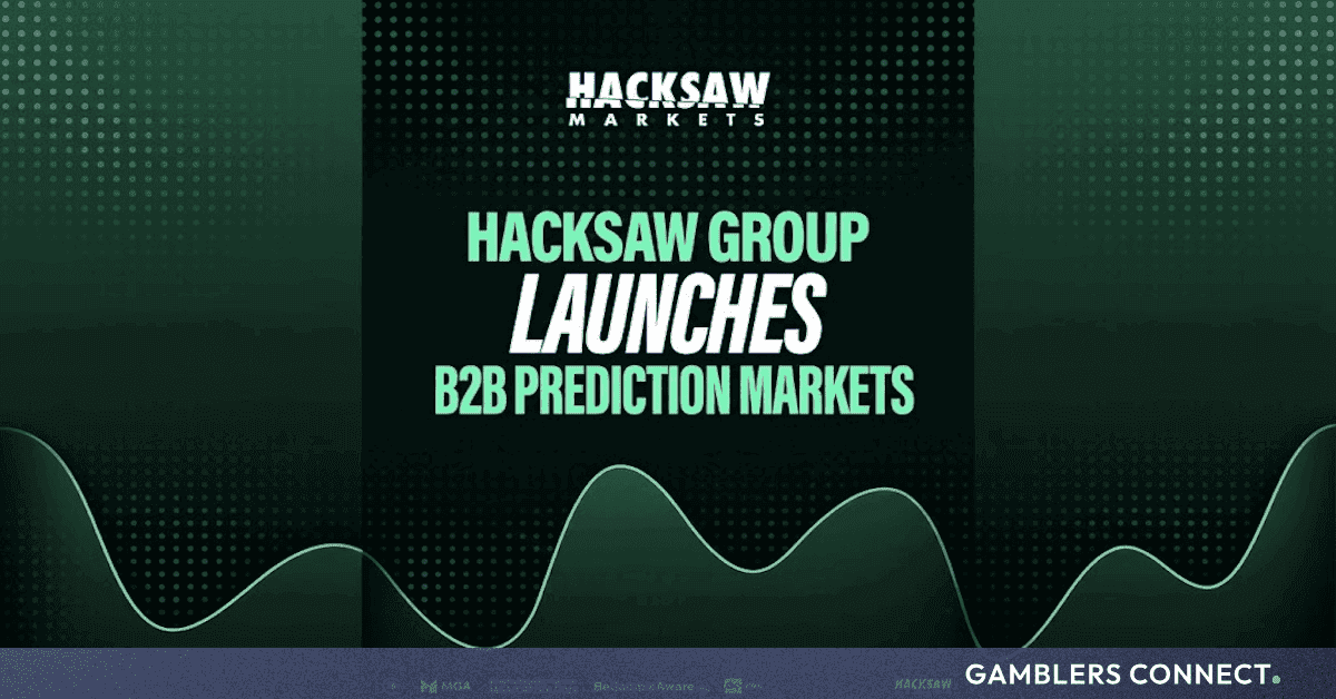 Hacksaw Group announcement graphic showing prediction market nodes and a Malta Gaming Authority licence document