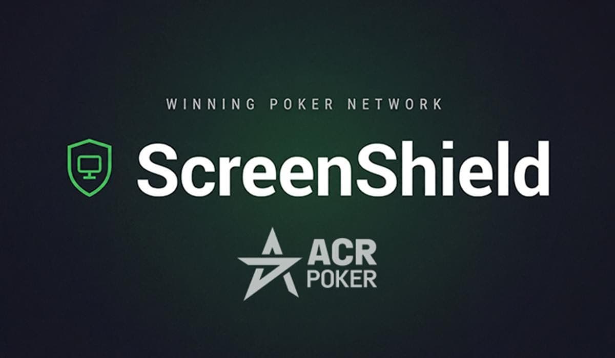Interfaz de poker en línea con un icono de protección en pantalla y controles de configuración visibles