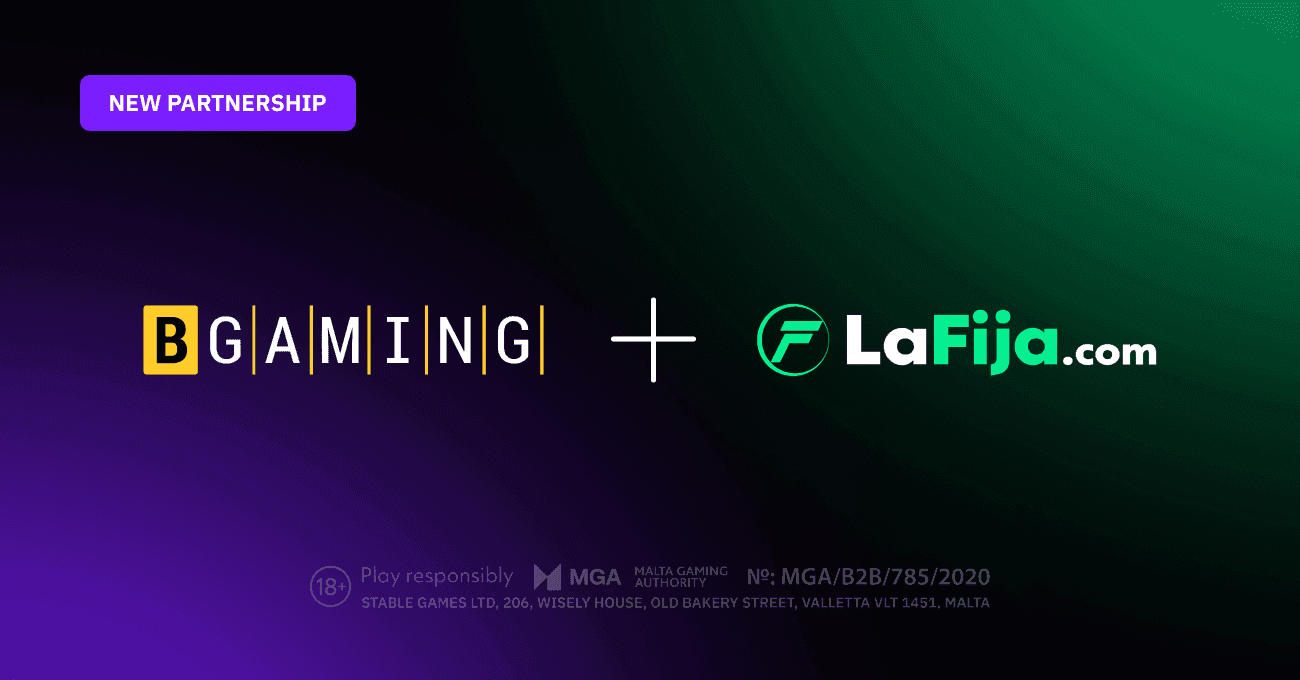 Logotipos de BGaming y LaFija.com sobre un fondo que sugiere el mercado de casinos online en Perú