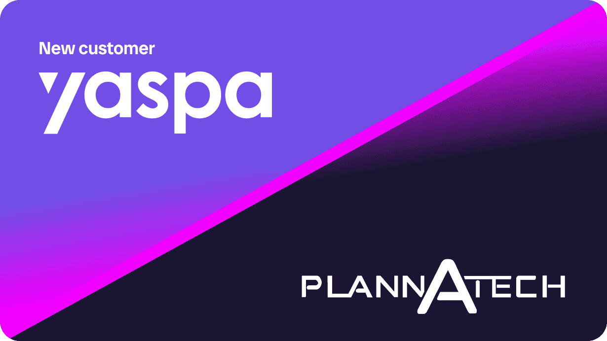 Plannatech and Yaspa logos with a stylised bank transfer icon representing pay-by-bank and instant withdrawals