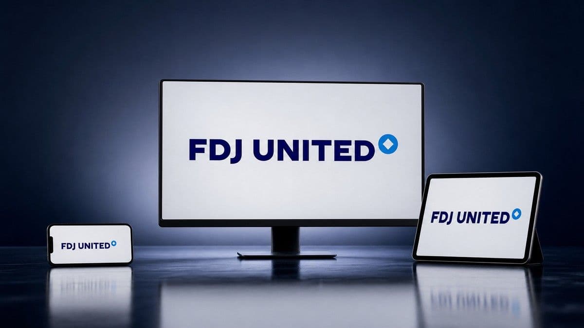 Equipo directivo de FDJ United y gráficos financieros mostrando caída de GGR e impacto fiscal