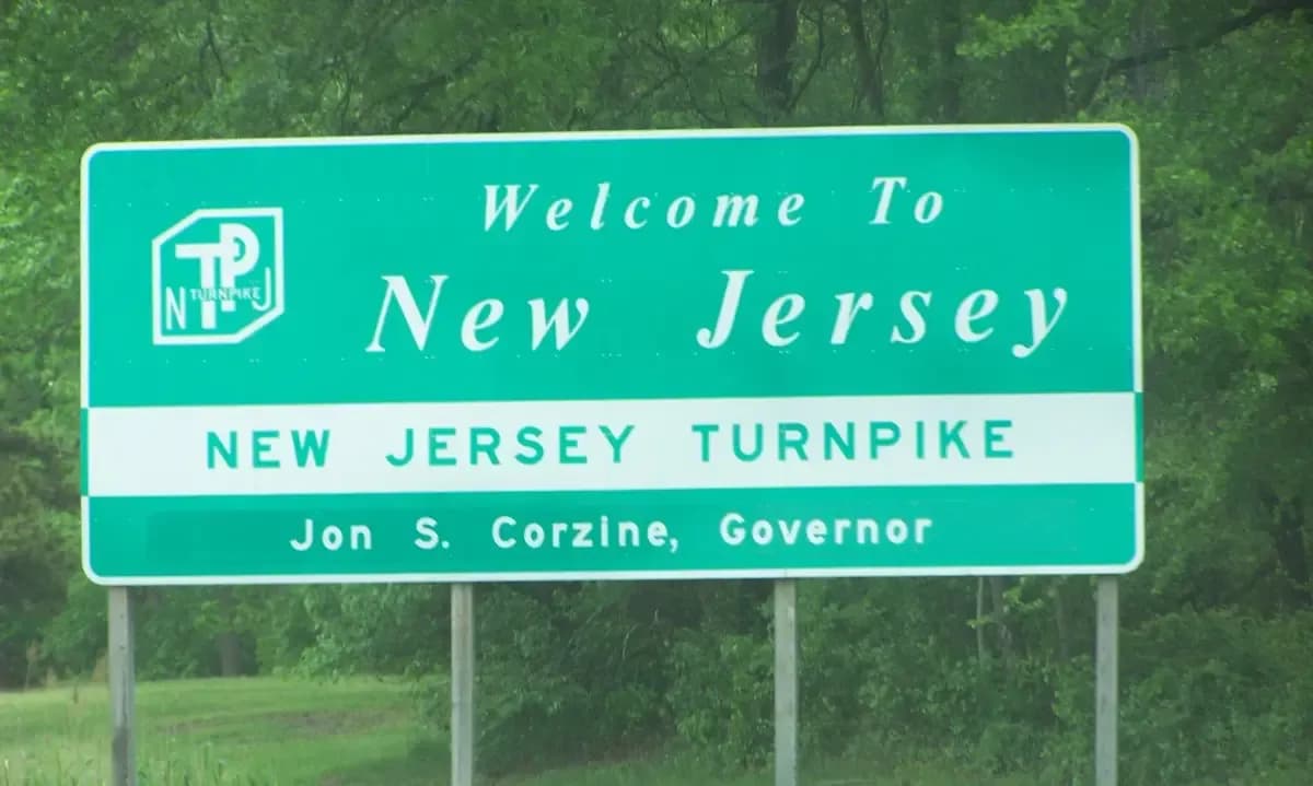 Regulatory notice and responsible gambling outreach icons over a New Jersey map