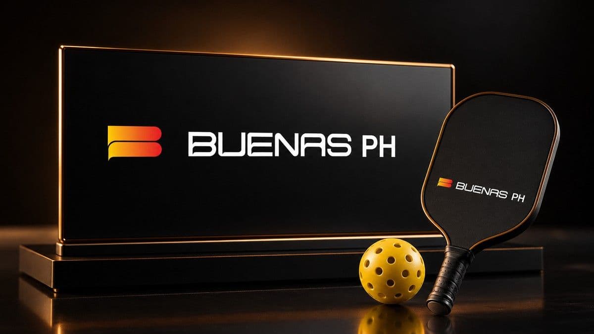 Streamers playing pickleball at the Buenas Battle of the Streamers event alongside branding for Buenas PH and Pragmatic Play