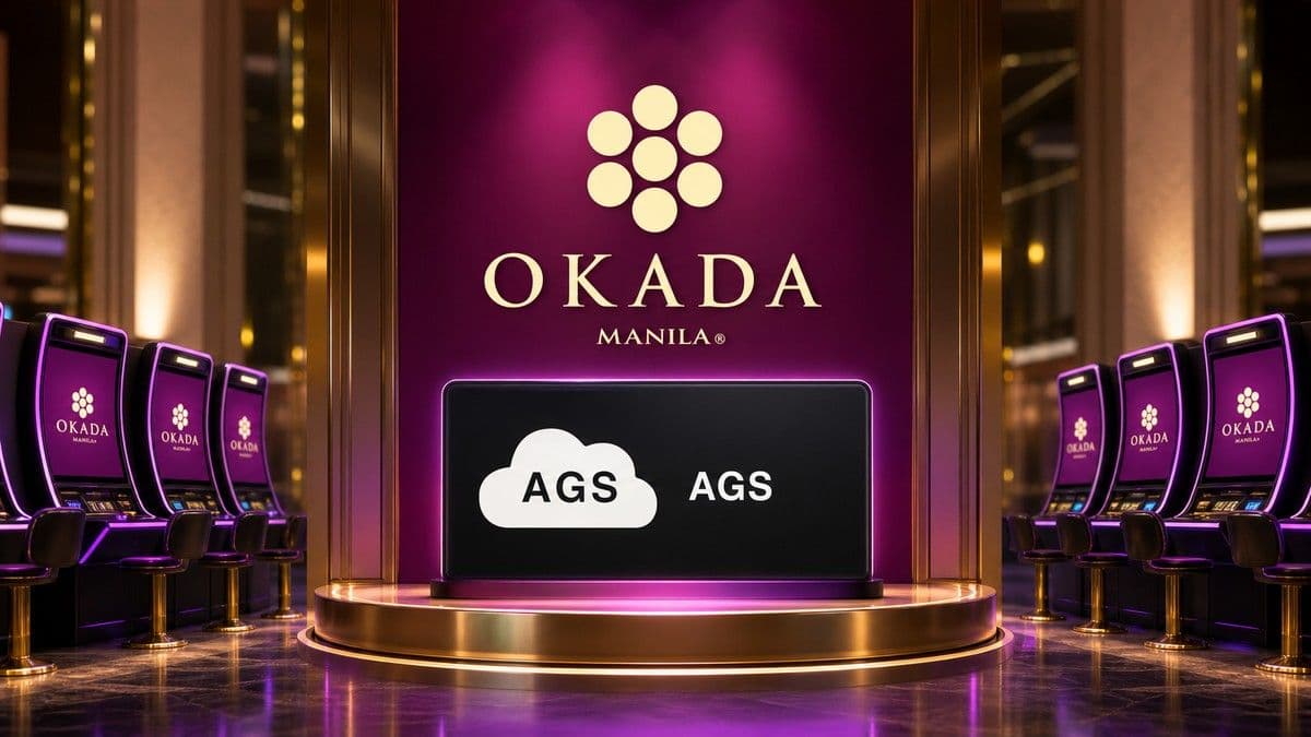 Okada Manila Pearl Lobby entrance with new slot machines and LED displays featuring AGS and Aruze titles
