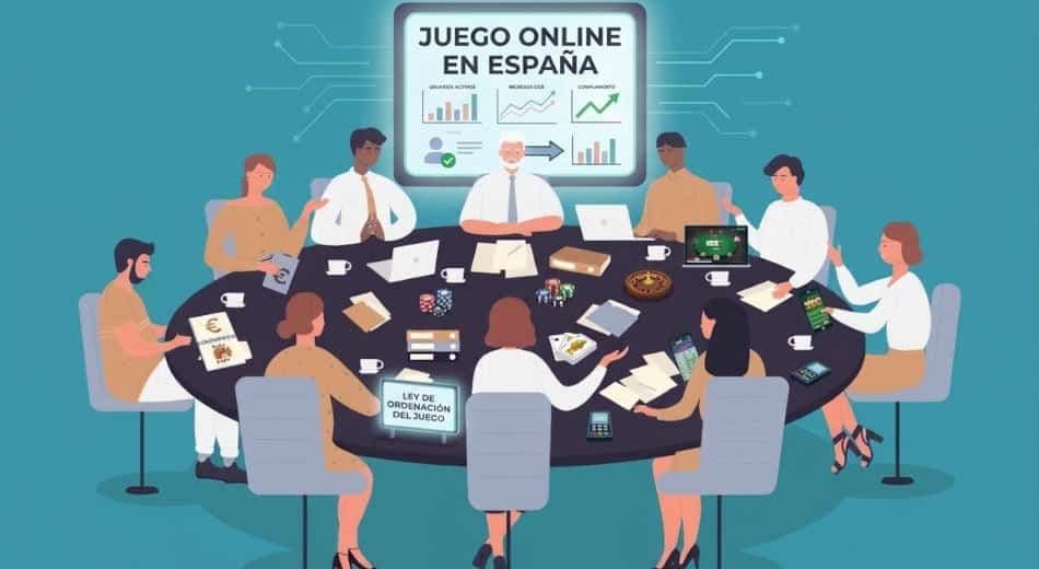 Directivos de iGaming discutiendo una mesa redonda sobre el mercado español en un panel sectorial